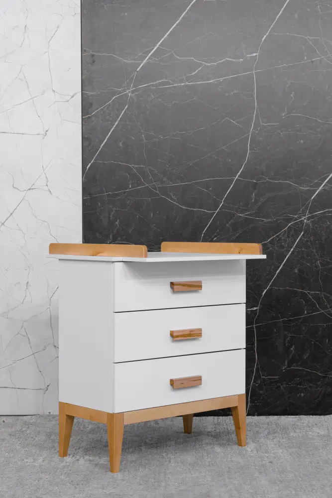 Комод с пеленальным столиком Terra белый/дерево (ANT) 