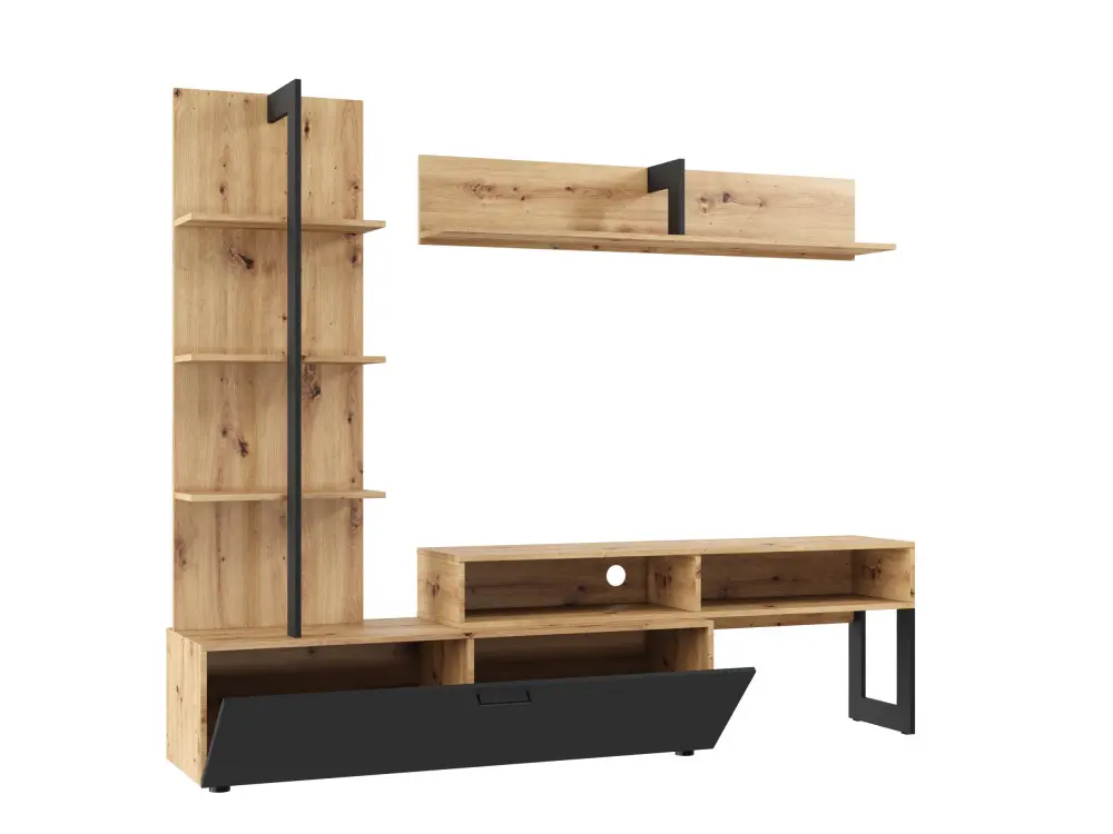 Комплект мебели в гостиную JUNO Дуб Артизан/Черный (NK) | Интернет магазин Масса Мебель