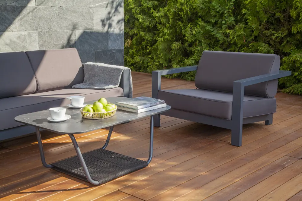 "Гранада" журнальный стол 90х50см из HPL, цвет "черный мрамор" (sis) | Интернет магазин Масса Мебель