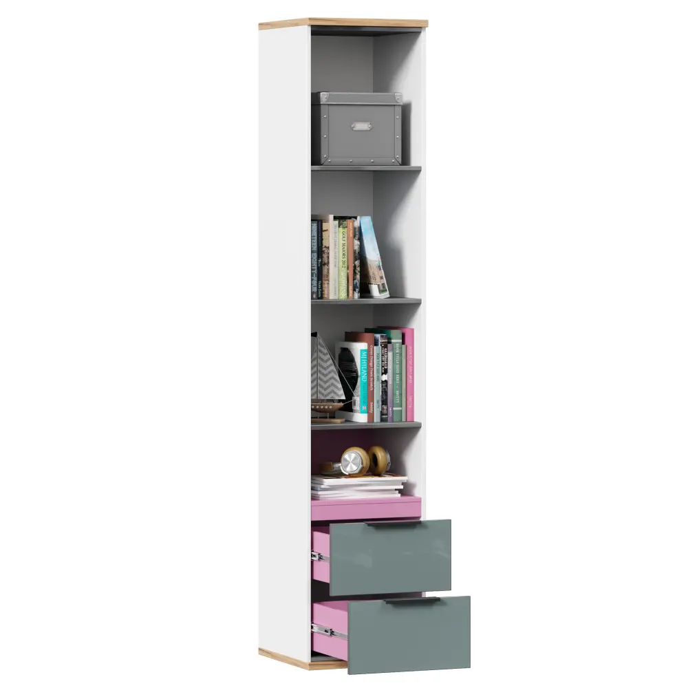 Стеллаж комбинированный Урбан (Белый/Розовый) ЛД - интернет магазин Масса Мебель