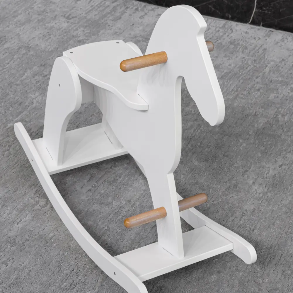 Лошадка-качалка белый/ дерево (ANT) ДМ001 ВЫСТАВОЧНЫЙ ОБРАЗЕЦ 