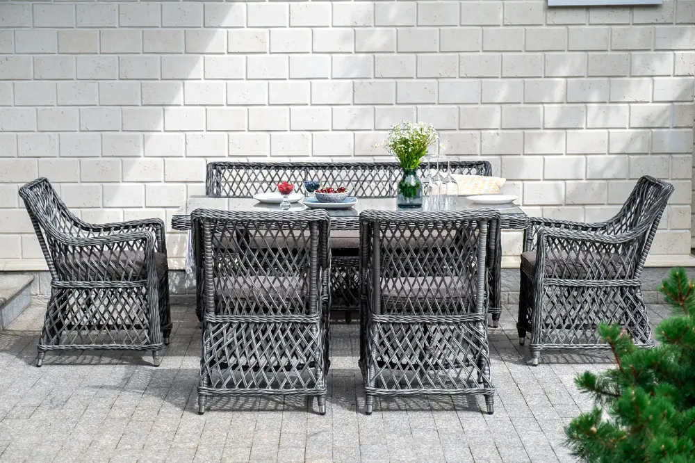 "Латте" плетеный стол из искусственного ротанга 160х90см, цвет графит (sis) - интернет магазин Масса Мебель