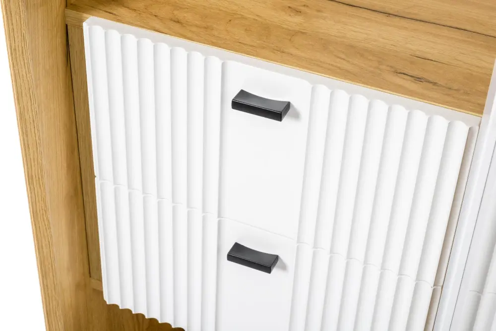 Шкаф-витрина одностворчатый Бари (Дуб Золотой/Белый) ЛД - интернет магазин Масса Мебель