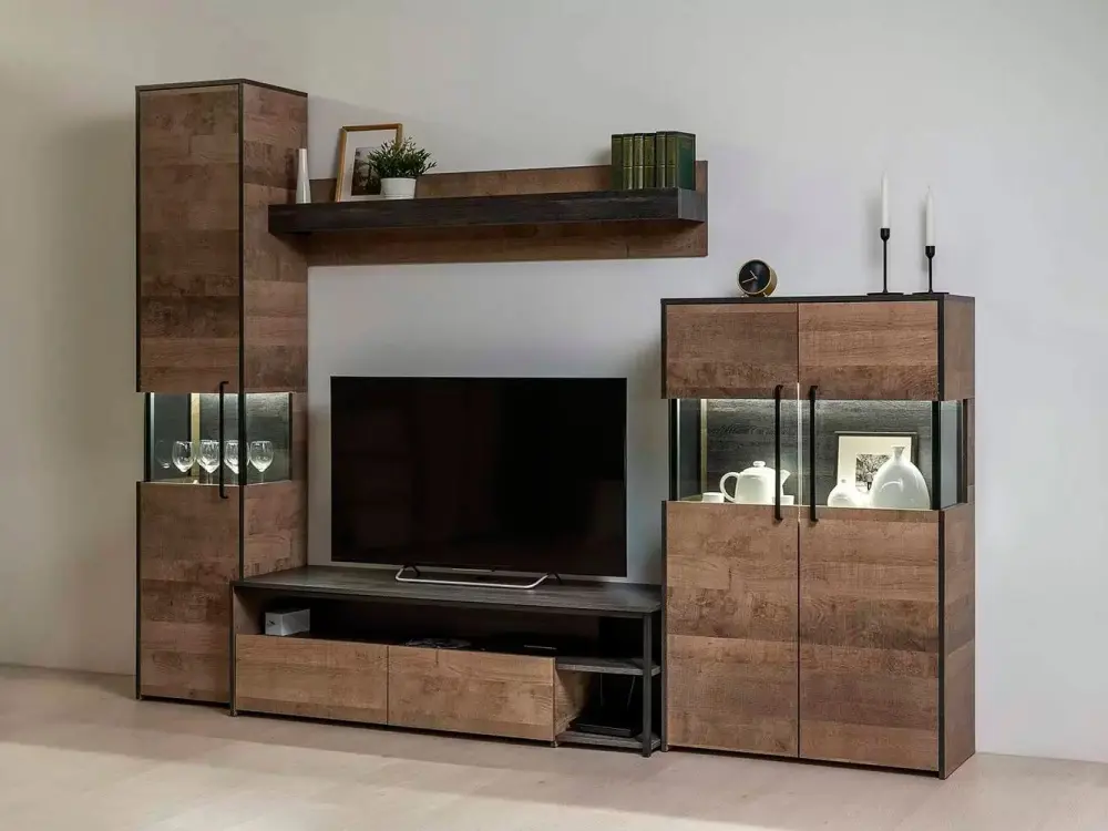 Комод с витриной Трувор 13.306 Дуб Гранж Песочный (Mob) | Интернет магазин Масса Мебель