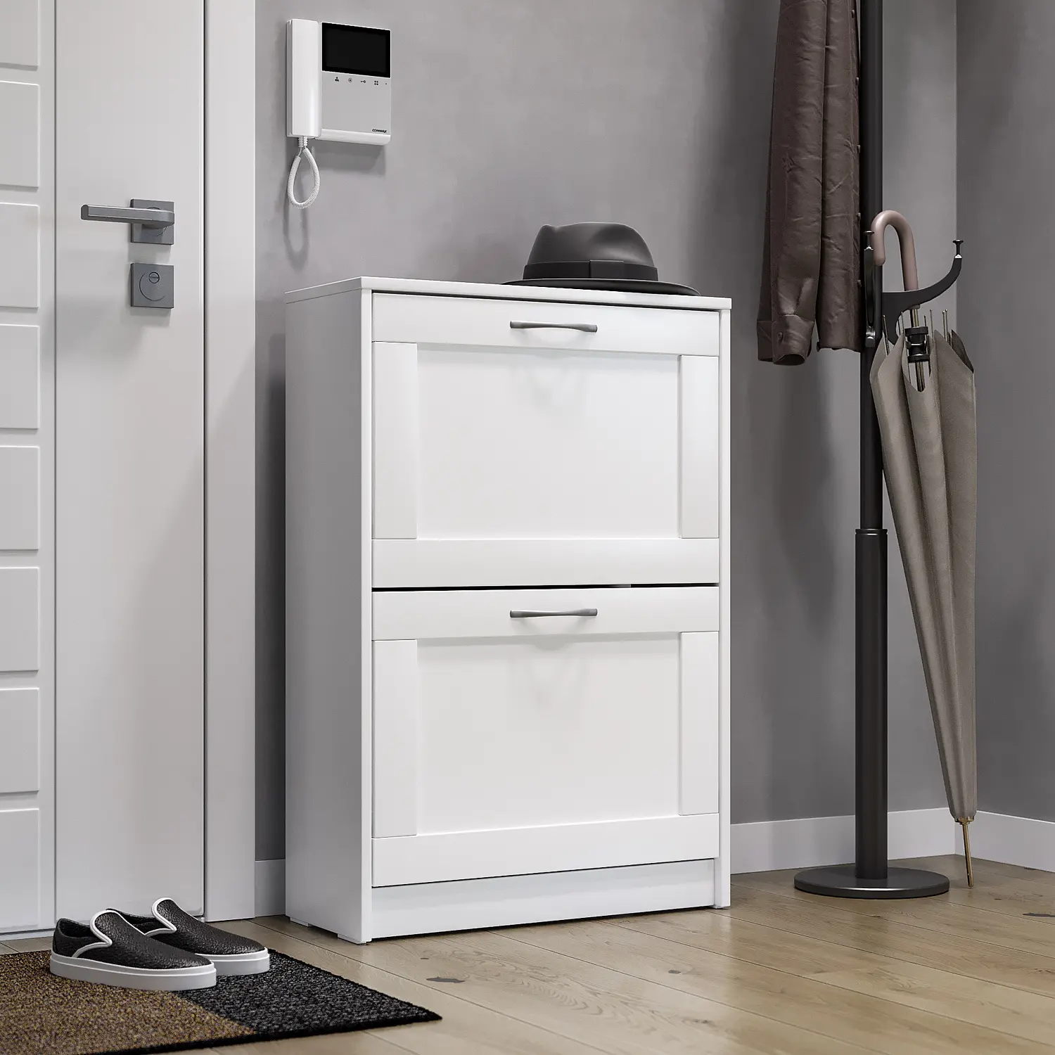 Тумба для обуви Сириус 60х89 белый (GL)