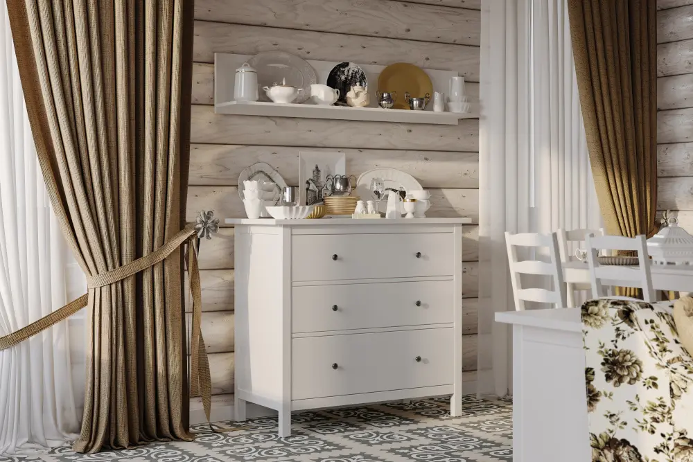 Комод с тремя ящиками Кантри 03 белый (GL) снято | Интернет магазин Масса Мебель