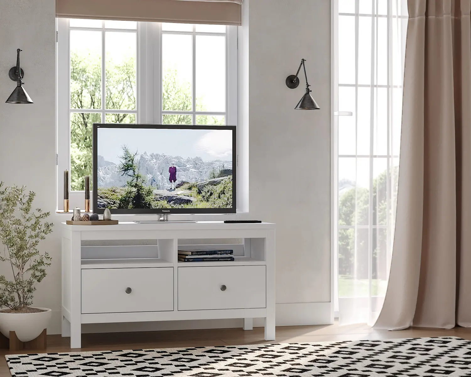 Тумба ТВ Кантри 02 белый (GL) снято