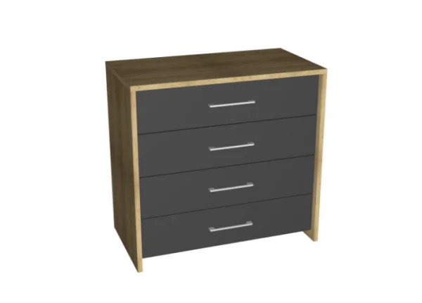 Комод коллекция "Бруклин" (Дуб Краф золотой/Антрацит) EM | Интернет магазин Масса Мебель