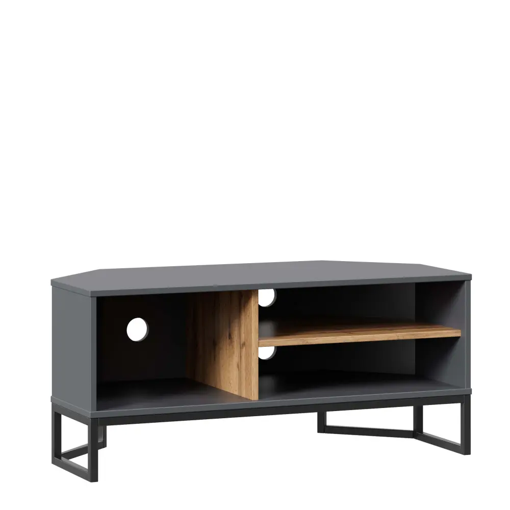 Тумба под ТВ угловая Лофт (Дуб Вотан/Оникс Серый) ЛД | Интернет магазин Масса Мебель