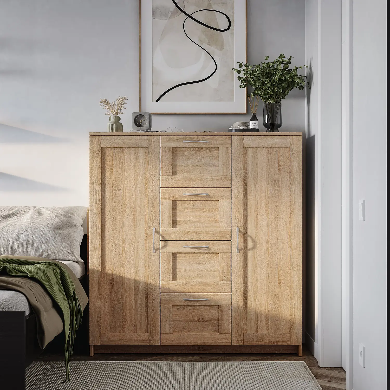 Тумба Сириус 2 двери и 4 ящика 117х123 дуб сонома (GL)