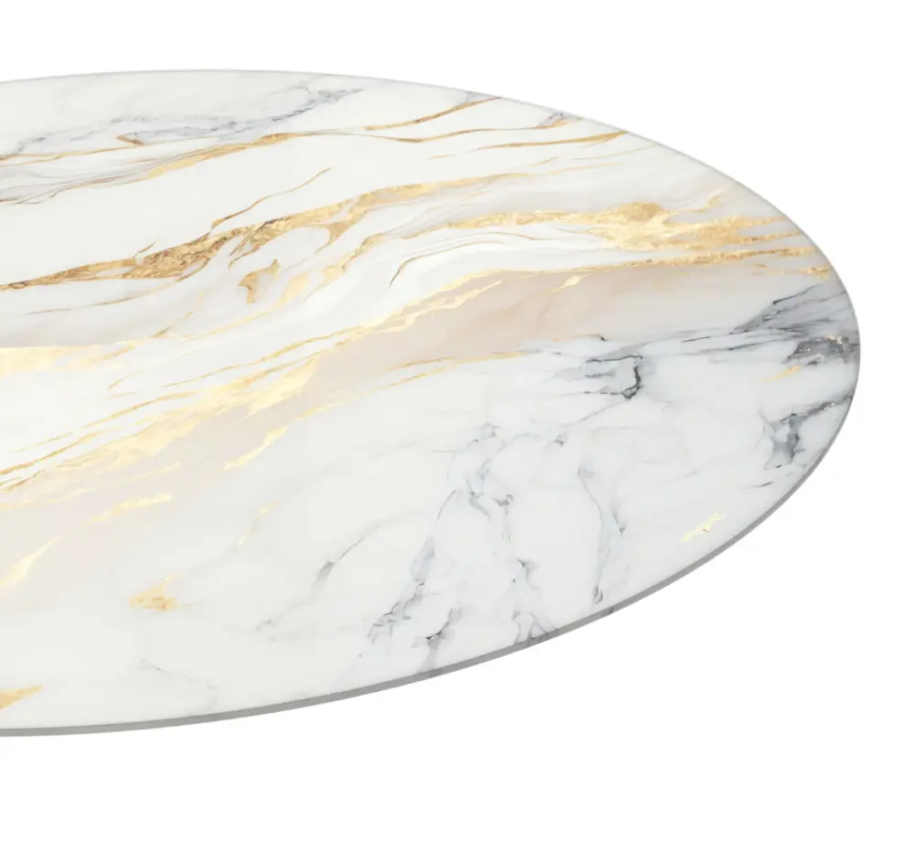 Стол обеденный круглый SHT-TU43/TT32 d-80 МДФ/стекло античный белый/черный металл/золото (SHF) снято | Интернет магазин Масса Мебель