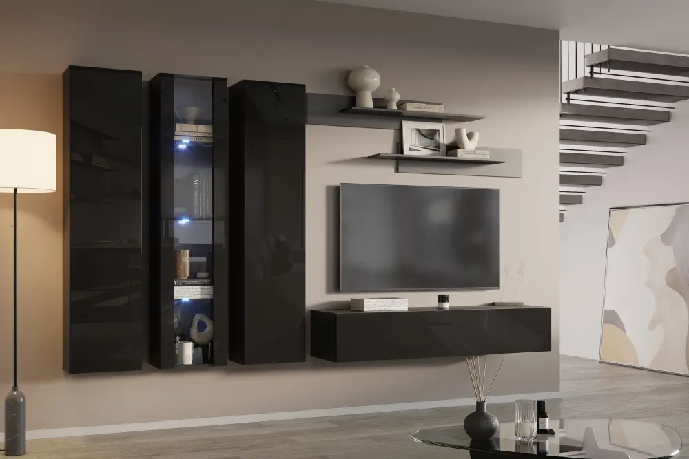 Шкаф навесной Point Т-40 Черный глянец (NK) - интернет магазин Масса Мебель