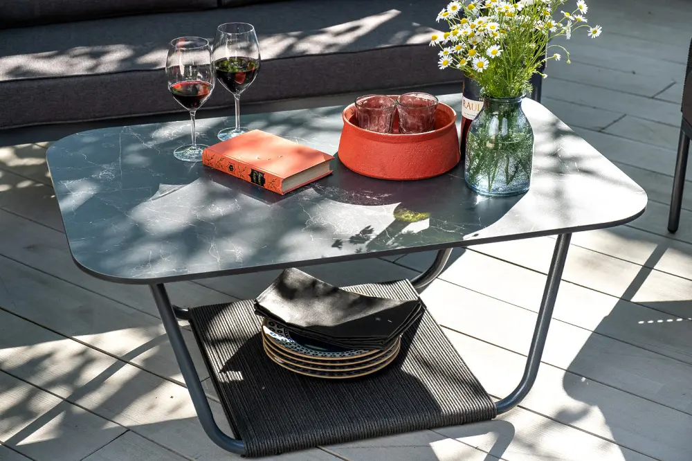 "Гранада" журнальный стол 90х50см из HPL, цвет "черный мрамор" (sis) | Интернет магазин Масса Мебель