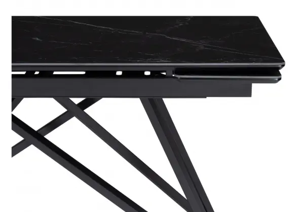 Стол обеденный раскладной Вектор (Черный матовый )