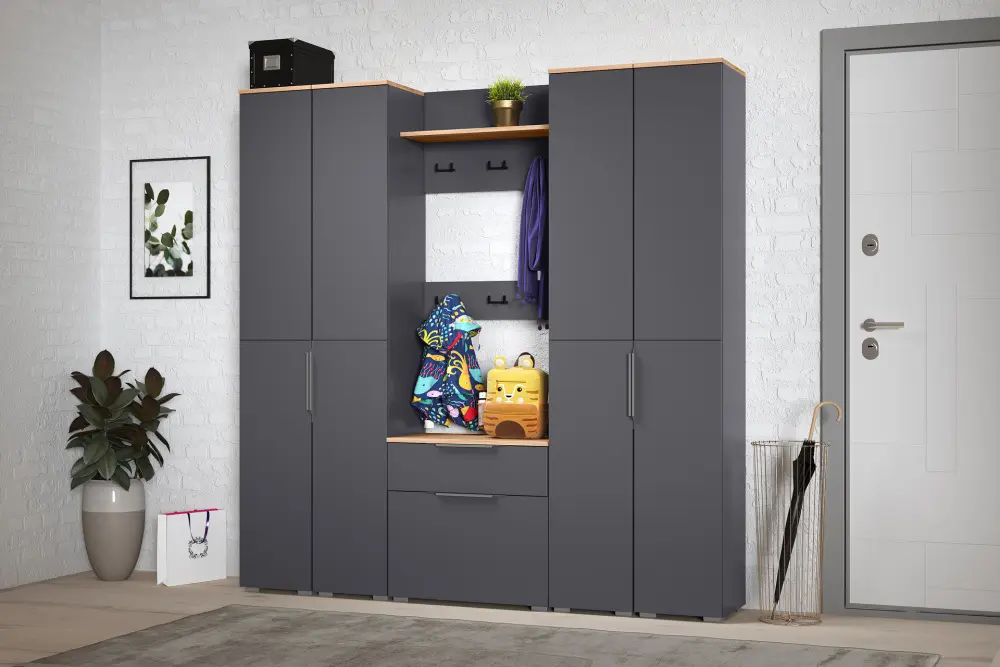 Тумба для обуви Октава 16.127 Серый Графит/Дуб Золотой CRAFT (Mob) | Интернет магазин Масса Мебель