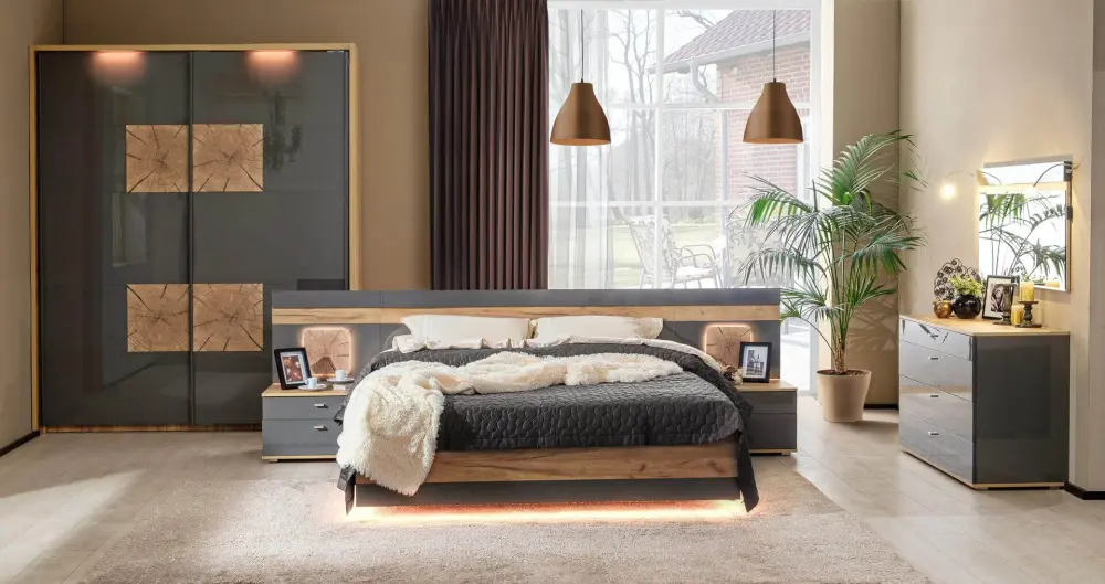 Комод Фиджи 1200  (Дуб Золотой/Антрацит) ЛД - интернет магазин Масса Мебель