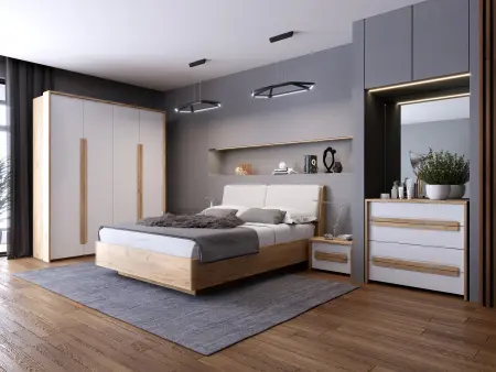 Комод Соренто Дуб Краф золотой/Сатин белый (EM) | Интернет магазин Масса Мебель