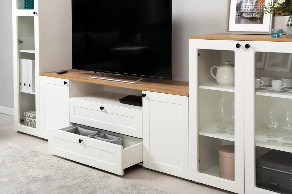 Комплект мебели в гостиную Остин №1 Белый/Дуб золотой (Mob) | Интернет магазин Масса Мебель