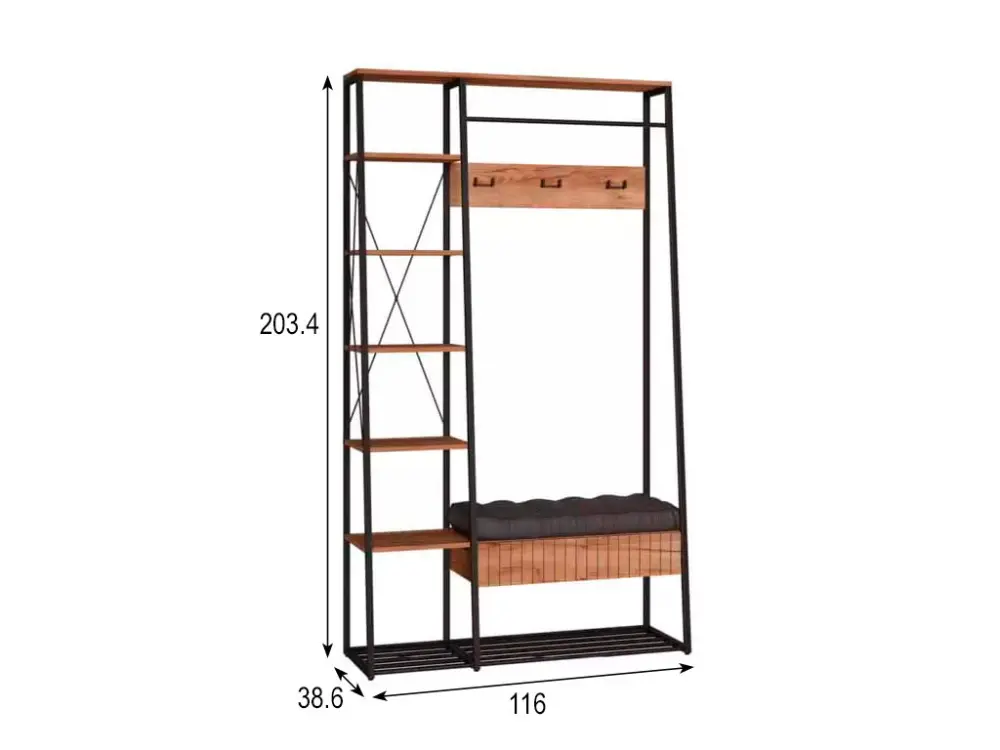 Прихожая Гранд 15.124 Дуб Крафт табачный, Кожзам HOLST Black (Mob) | Интернет магазин Масса Мебель
