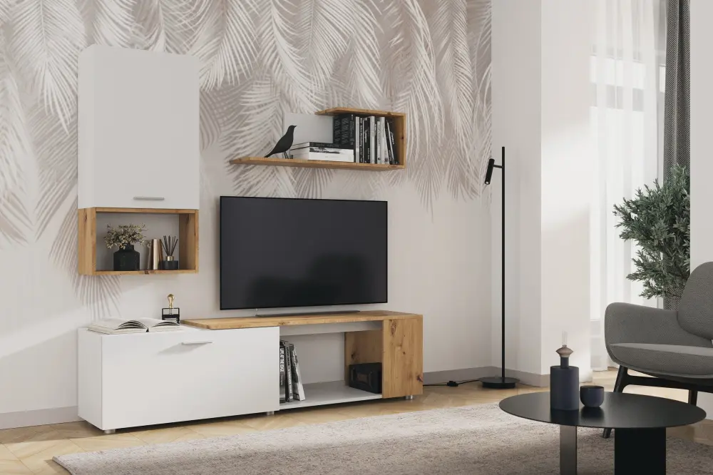 Комплект мебели в гостиную SVISS Белый/Дуб Артизан (NK) - интернет магазин Масса Мебель