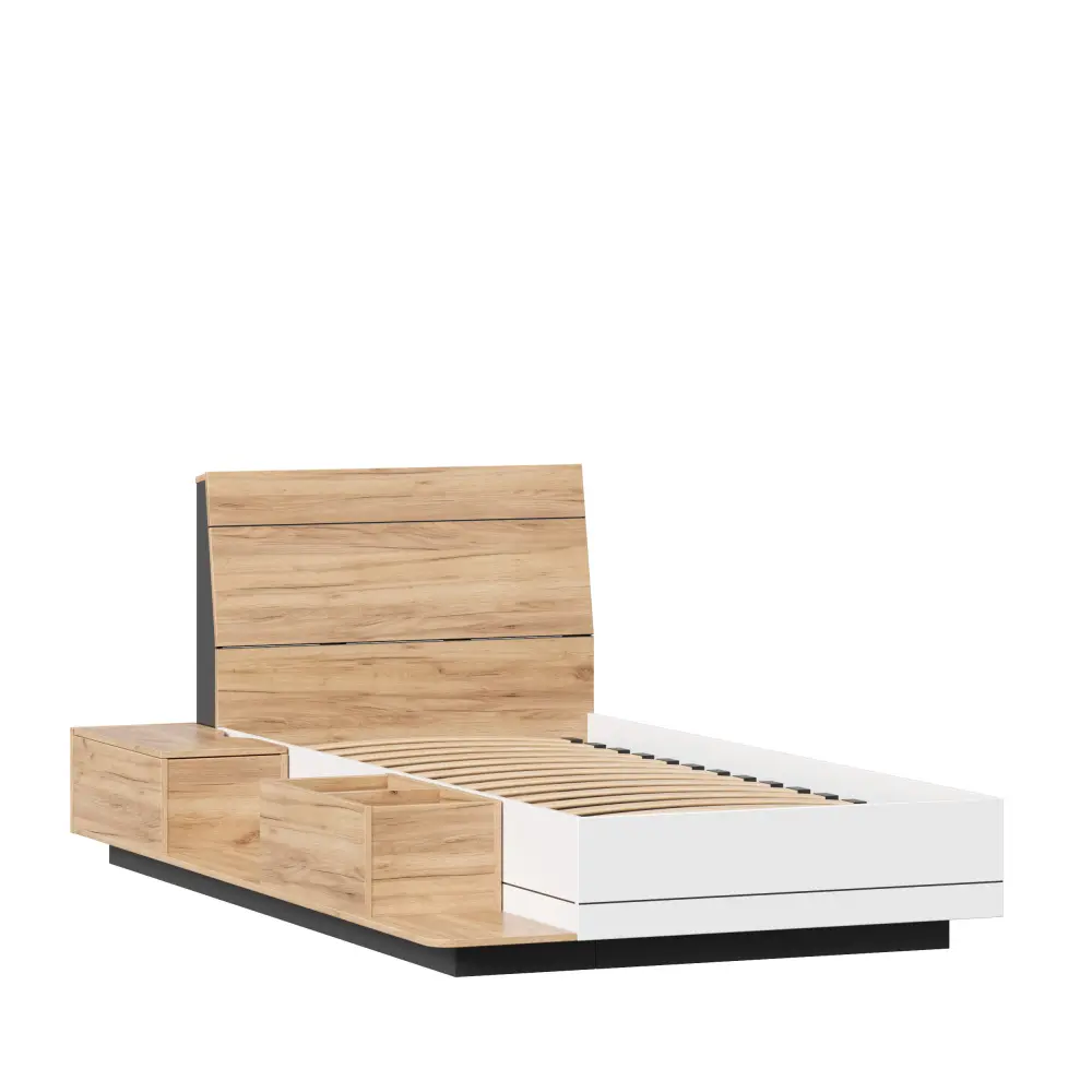 Кровать односпальная 120х200 Урбан (Дуб Золотой/Чёрный/Белый/Розовый) ЛД | Интернет магазин Масса Мебель