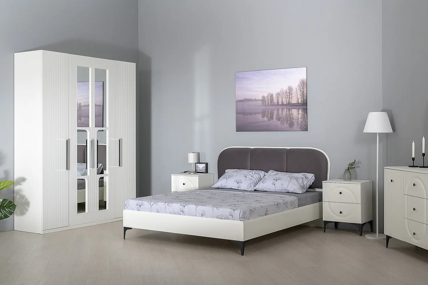 Шкаф-пенал 13.207  Валенсия белый/шагрень (Mob)