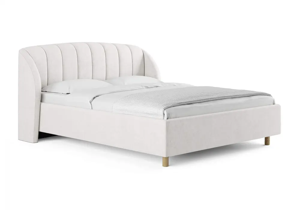 Кровать мягкая двуспальня Valencia 140х200 белый микровелюр (SM)