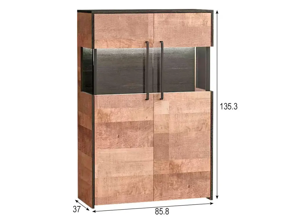 Комод с витриной Трувор 13.306 Дуб Гранж Песочный (Mob) | Интернет магазин Масса Мебель