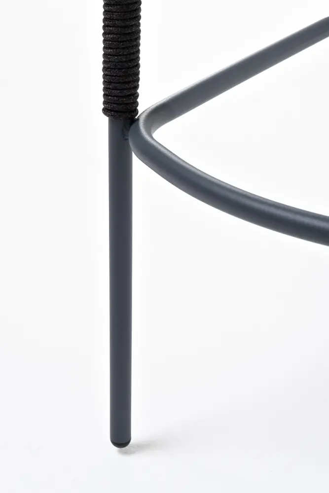 "Марсель" стул барный плетеный из роупа, каркас из стали серый (RAL7022), роуп темно-серый круглый, ткань темно-серая (sis) | Интернет магазин Масса Мебель