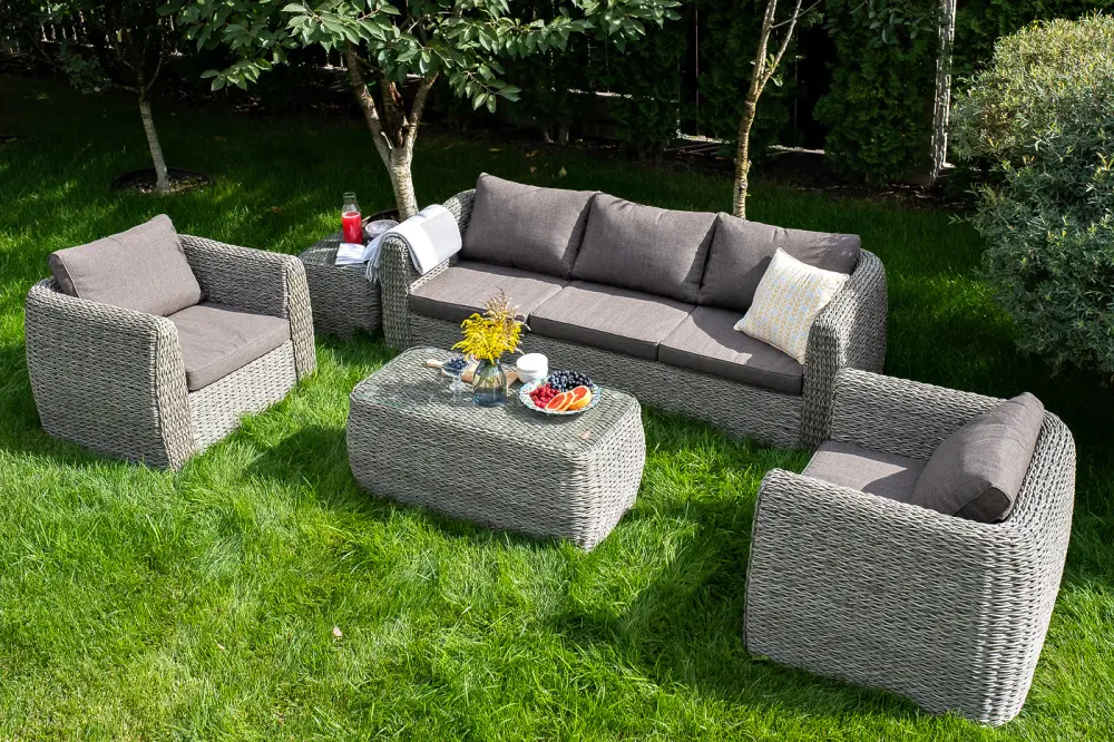 "Кальяри" журнальный столик из искусственного ротанга (гиацинт), цвет серый (sis) | Интернет магазин Масса Мебель