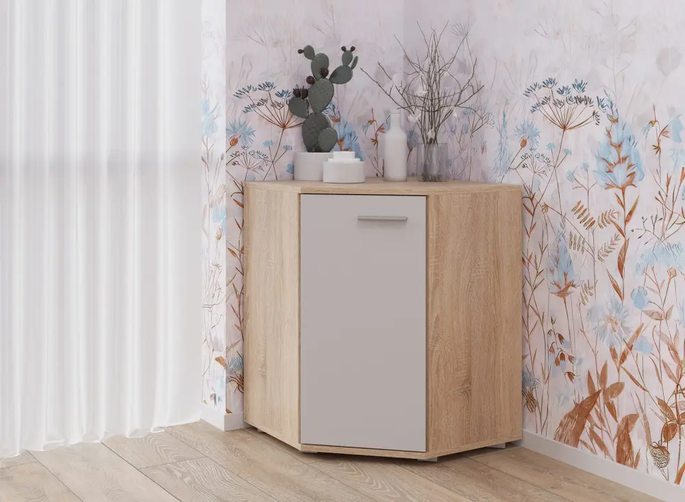 Комод угловой FUN КД-5 Белый/Дуб Сонома  (NK) | Интернет магазин Масса Мебель