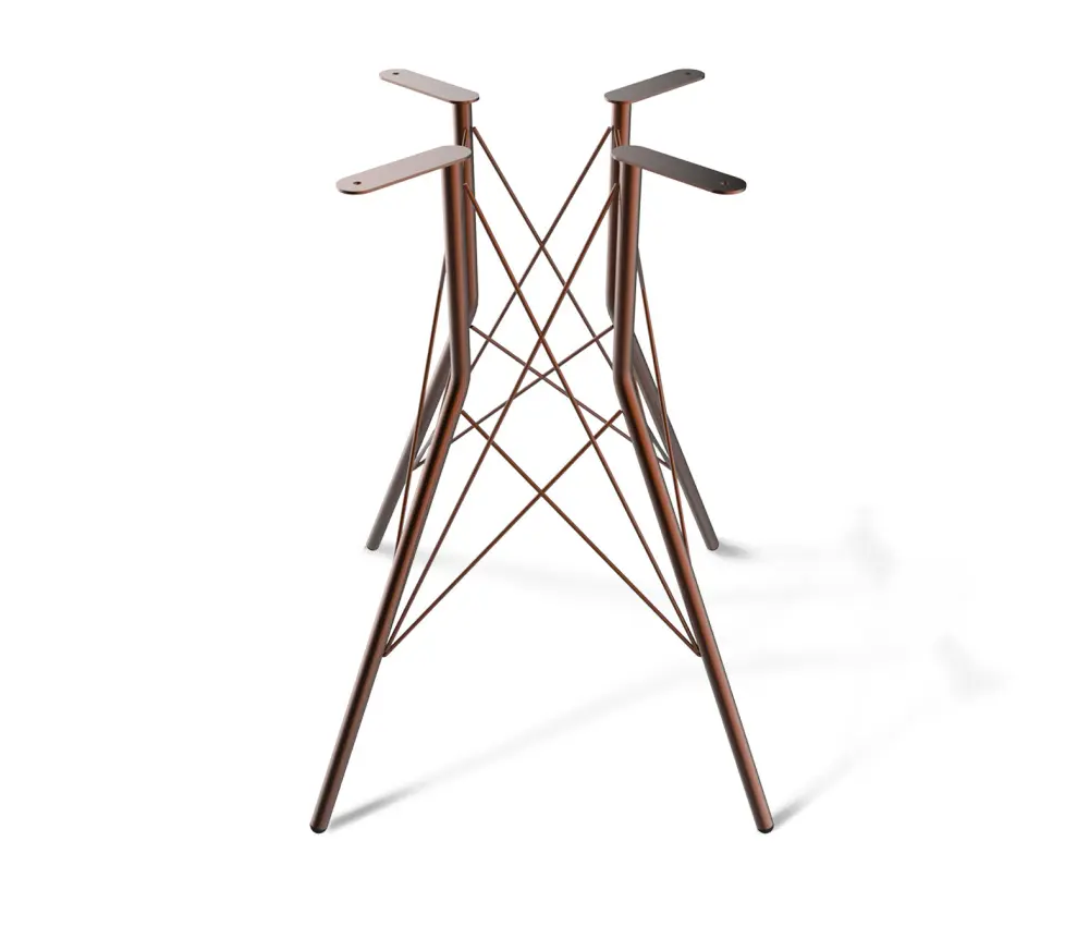 Стол обеденный круглый SHT-TU2-1 d-70 МДФ орех светлый/медный металл (SHF) - интернет магазин Масса Мебель