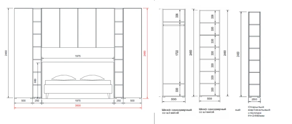 Спальня MASSA композиция 4 (MSS) Комплект Выставочный образец - интернет магазин Масса Мебель