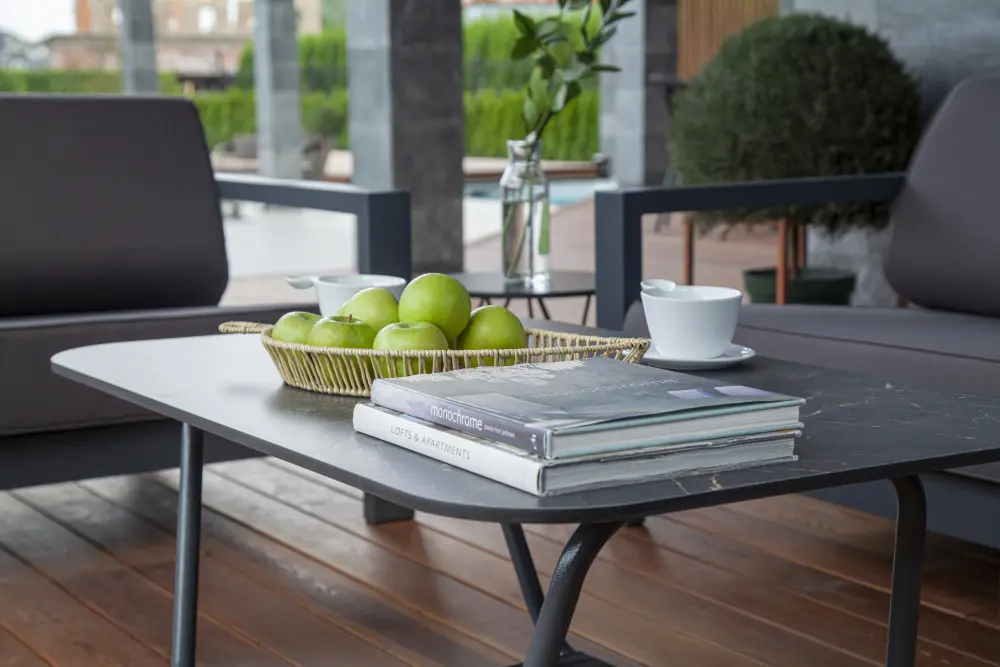 "Гранада" журнальный стол 90х50см из HPL, цвет "черный мрамор" (sis) | Интернет магазин Масса Мебель