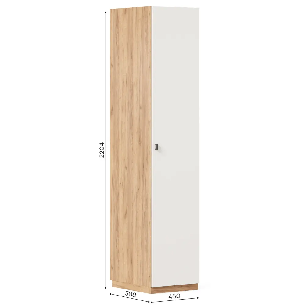 Шкаф одностворчатый Бари (Дуб Золотой/Белый) ЛД | Интернет магазин Масса Мебель