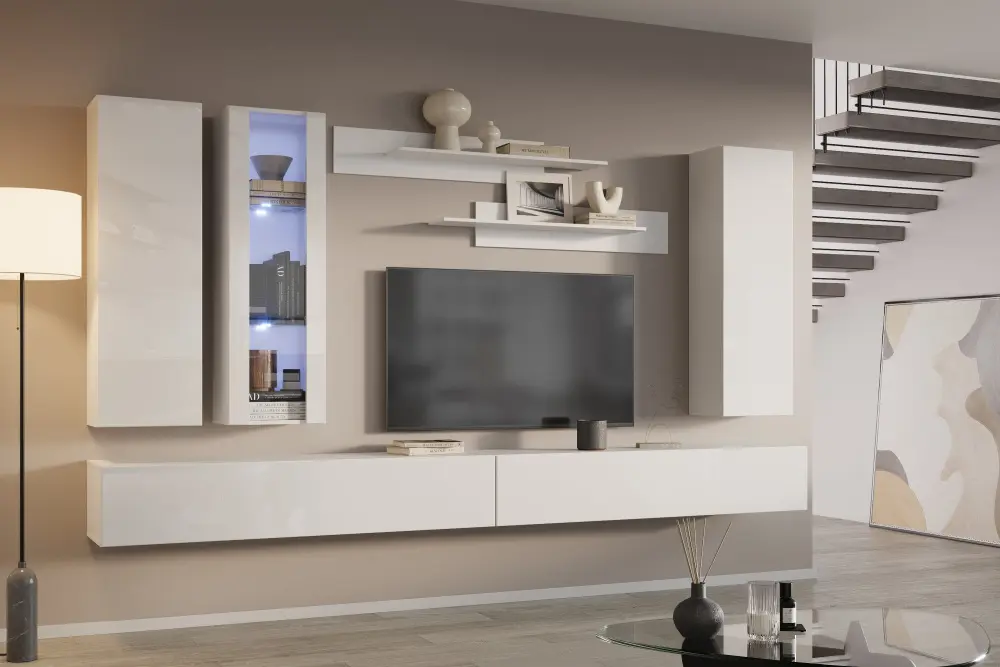 Шкаф навесной со стеклом Point Т-21 Белый глянец (NK) | Интернет магазин Масса Мебель