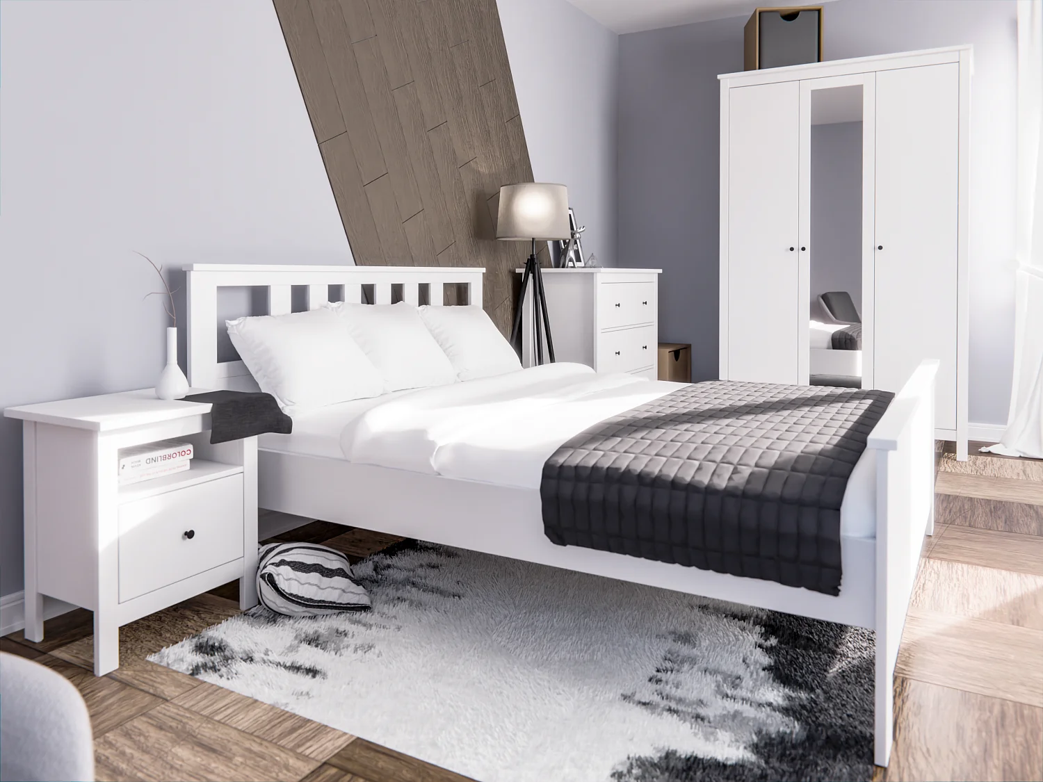 Кровать двуспальная Сага 160х200 белая (GL)