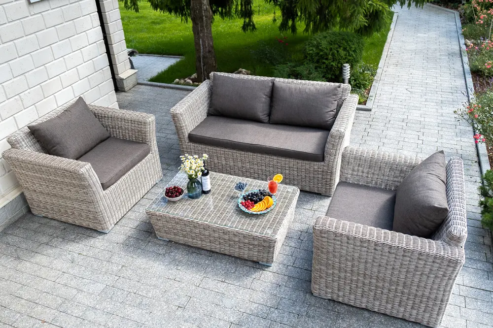 "Капучино" диван из искусственного ротанга двухместный, цвет бежевый (sis) | Интернет магазин Масса Мебель