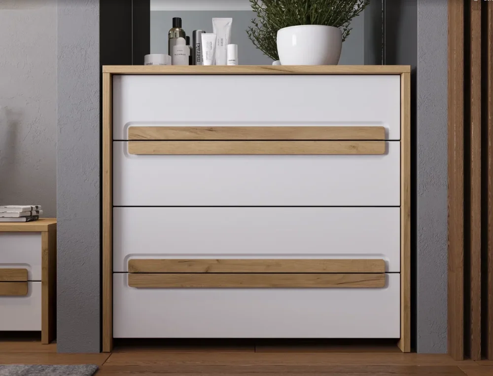 Модульная спальня Соренто композиция 1 дуб краф золотой/сатин белый (EM) | Интернет магазин Масса Мебель