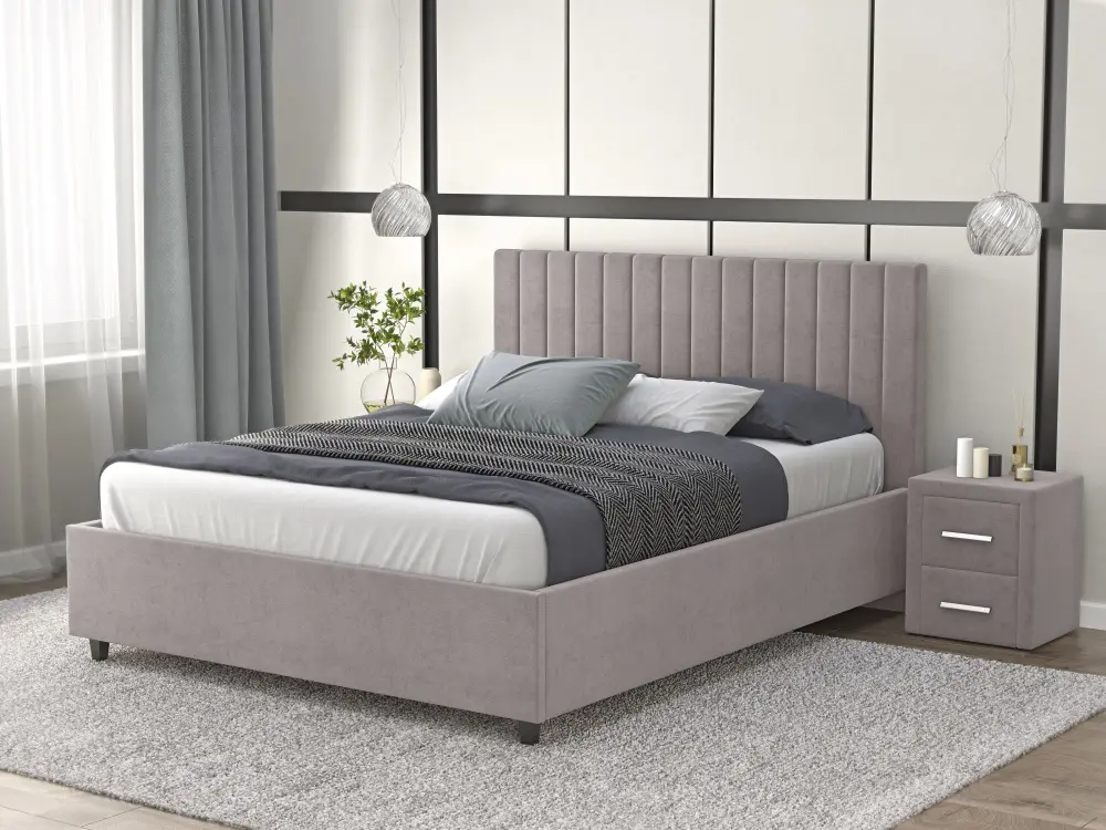 Кровать мягкая двуспальная Саманта 160х200 (MSS) (Коричневый)