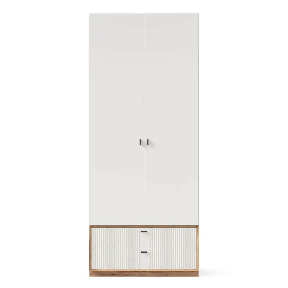 Шкаф двухстворчатый Бари  (Дуб Золотой/Белый) ЛД | Интернет магазин Масса Мебель