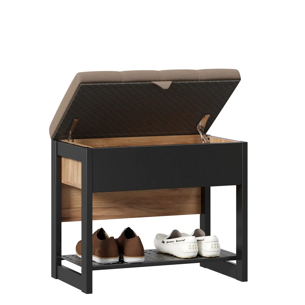 Банкетка Техно 600 (Дуб Золотой/Чёрный) ЛД | Интернет магазин Масса Мебель