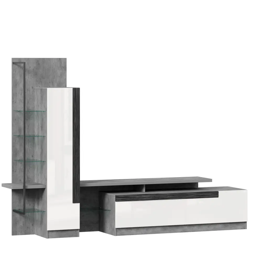 Тумба под ТВ Кёльн (Метрополитан Грей/Белый) ЛД | Интернет магазин Масса Мебель