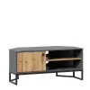Тумба под ТВ угловая Лофт (Дуб Вотан/Оникс Серый) ЛД | Интернет магазин Масса Мебель