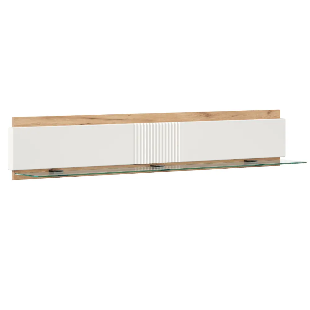 Полка навесная 1400 Бари (Дуб Золотой/Белый) ЛД | Интернет магазин Масса Мебель