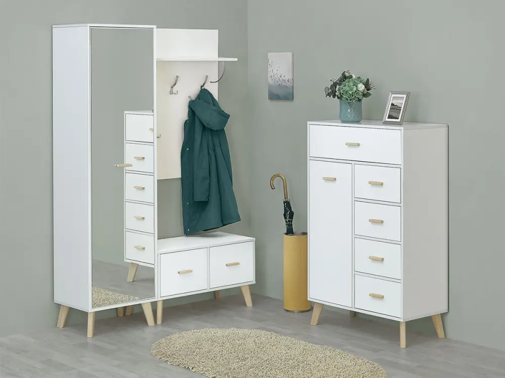 Шкаф с зеркалом Скандик 500х400х1850 (Белый) (EL) | Интернет магазин Масса Мебель