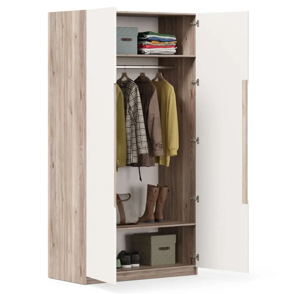 Шкаф двустворчатый Стефания ЛД 413.020.000 Дуб Маувелла PR, Белый (ЛД) | Интернет магазин Масса Мебель