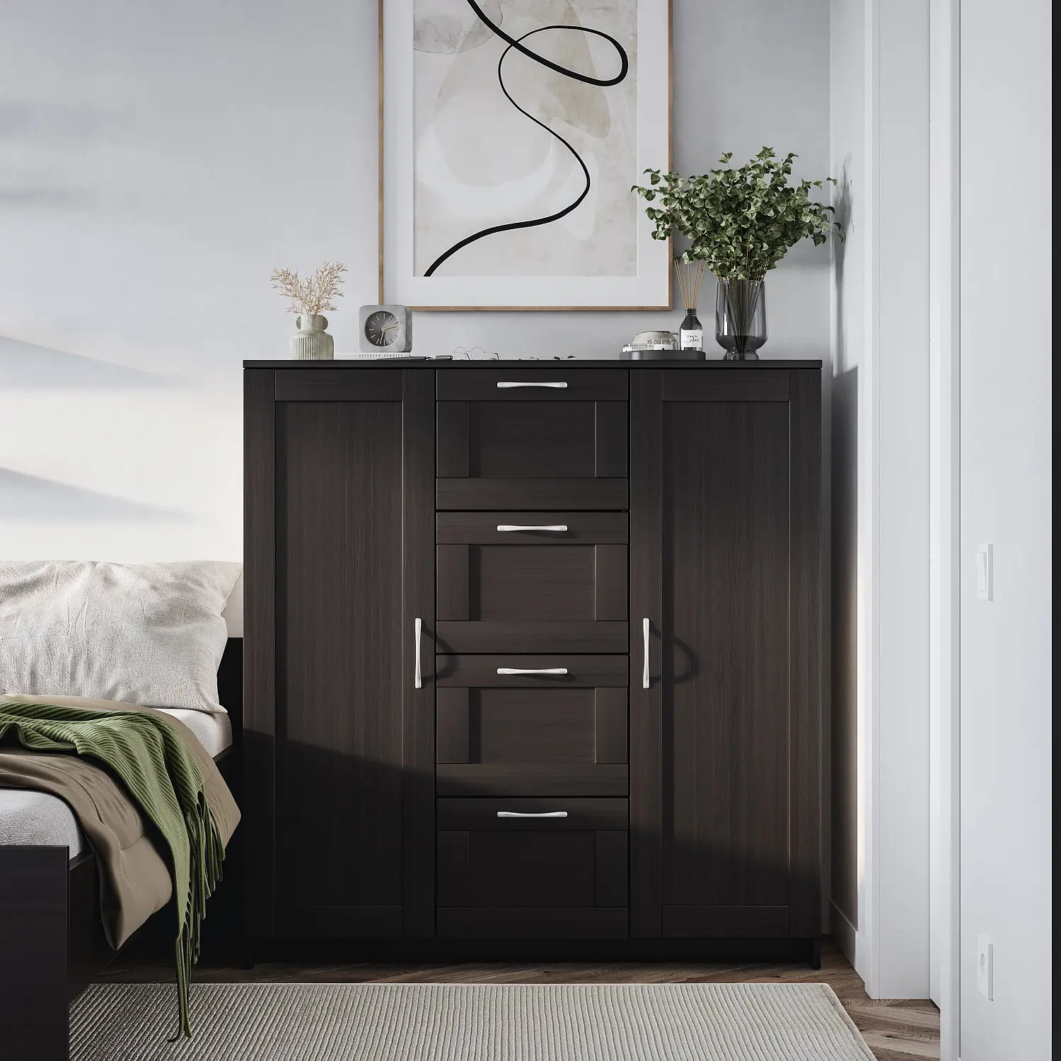 Тумба Сириус 2 двери и 4 ящика 117х123 венге (GL)