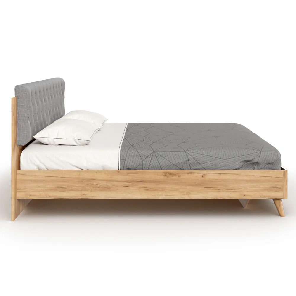 Кровать двуспальная 160х200 Марта-2 с мягким изголовьем (каретная стежка Capri/Серый) ЛД | Интернет магазин Масса Мебель