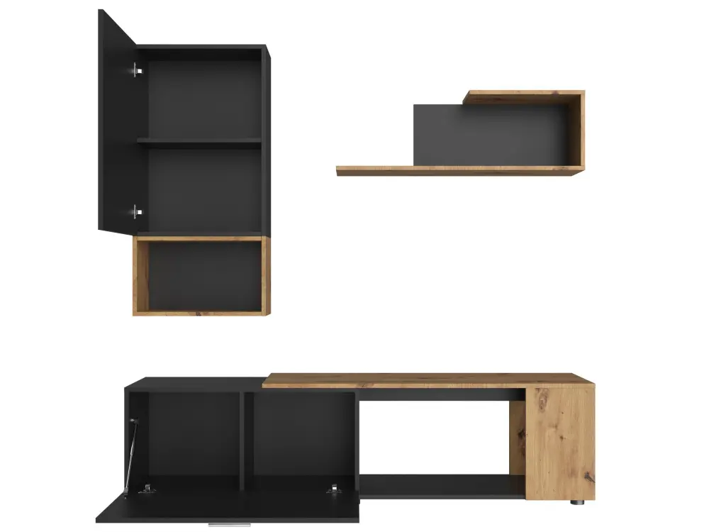 Комплект мебели в гостиную SVISS Черный/Дуб Артизан (NK) | Интернет магазин Масса Мебель